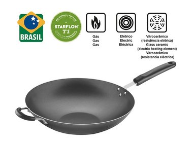 SARTÉN WOK TRAMONTINA NAPOLI ALUMINIO NEGRO 36 CM