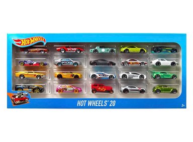 PISTA HOT WHEELS JUGUETE H7045 SURTIDO PACK 20 AUTOS DIE CAST BASIC