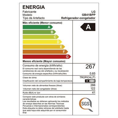 REFRIGERADORA LG BOTTOM FREEZER NO FROST GB41BPP 408 L MÚLTIPLE FLUJO AIRE PLATEADA - 10