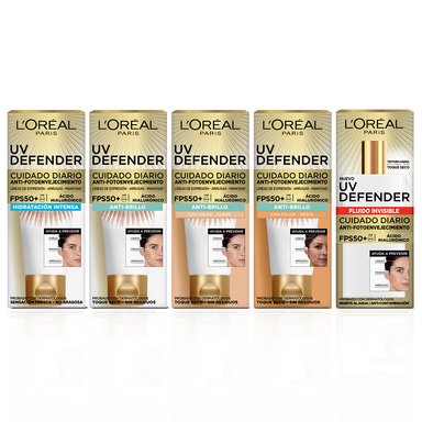 CREMA L'OREAL PARÍS UV DEFENDER ANTI-BRILLO SIN COLOR FPS50 40ML - 6