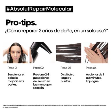 TRATAMIENTO MOLECULAR LOREAL PROFESSIONNEL ABSOLUT REPAIR MOLECULAR PARA CABELLO MUY DAÑADO 250 ML - 7