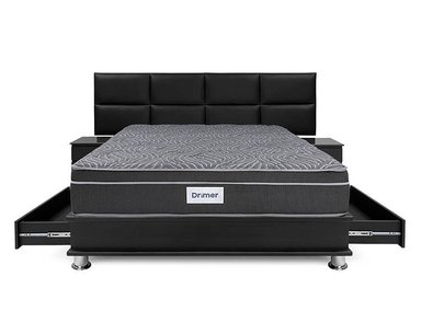 DORMITORIO AMERICANO DRIMER VENTUS KING CON CAJONES KAELA + VELADORES - 3