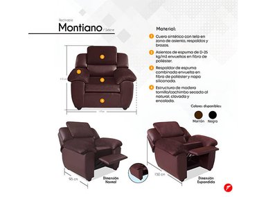 SILLÓN RECLINABLE FORLI MONTIANO MARRÓN 1 CUERPO - 6