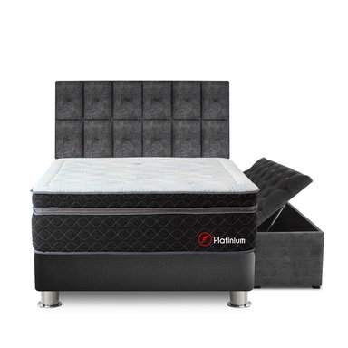 DORMITORIO AMERICANO FORLI POCKET PLATINIUM KING TAPIZADO + BAÚL