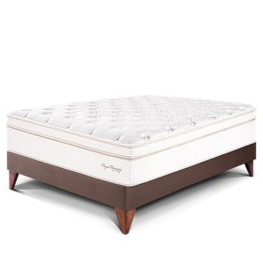 CAMA EUROPEA PARAÍSO ROYAL DYNASTY 1.5 PLAZAS CHOCOLATE + 1 ALMOHADA VISCOELÁSTICA
