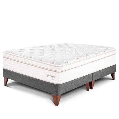 CAMA EUROPEA PARAÍSO ROYAL DYNASTY KING GRIS + 2 ALMOHADAS VISCOELÁSTICAS