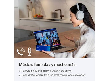 AUDÍFONOS SONY OVER-EAR WH-1000XM5 NOISE CANCELLING PLATA - 9