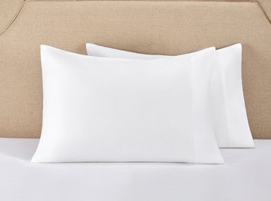 SET 2 FUNDAS DE ALMOHADA MAISON LINETT BEDDING MEDIDAS ESPACIALES ALGODÓN SATEN 400 HILOS 70 X 50 CM BLANCO CUFF