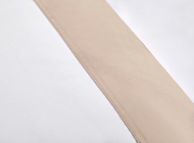SET 2 FUNDAS DE ALMOHADA MAISON LINETT BEDDING MEDIDAS ESPACIALES ALGODÓN SATÉN 90 X 50 CM BLANCO TAUPE 400 HILOS CUFF - 2