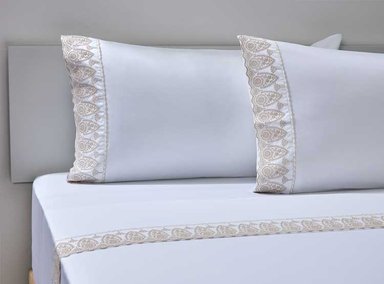 SET SÁBANAS RIPLEY HOME SIZE NEW BRODERIE QUEEN ALGODÓN BORDADO TAUPE BORDADOS