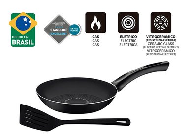 SARTÉN CON ESPÁTULA TRAMONTINA PARIS ALUMINIO NEGRO 18 CM