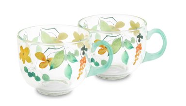 SET MUGS RIPLEY HOME FLORES VIDRIO 2 PIEZAS