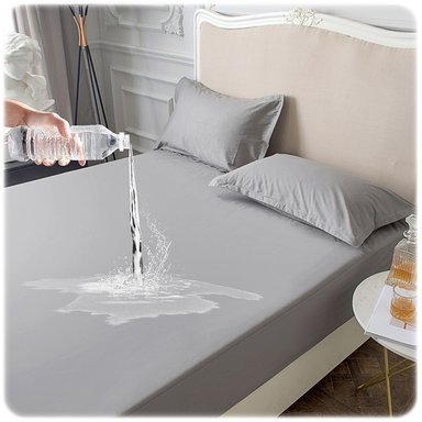 PROTECTOR DE COLCHON IMPERMEABLE - ANTIFLUIDOS TALLA 1.5 PLAZAS PLOMO