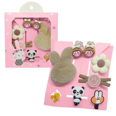 SET DE 8 GANCHITOS KAWAII PARA NIÑAS ACCESORIO DE CABELLO S47 MARRÓN