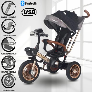 TRICICLO GIRATORIO VOYAGE «GOLDEN II NEW» NEGRO