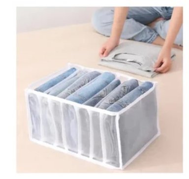 ORGANIZADOR DE ROPA PLEGABLE PARA PANTALONES BUZOS EN BLANCO.