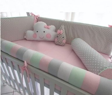 SET DE CUNA ESTANDAR DISEÑO MIXTO- ROSADO