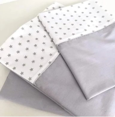 SABANAS DE CUNA - JUEGO 3 PIEZAS - COLOR PLOMO