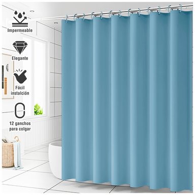 CORTINA DE BAÑO IMPERMEABLE PREMIUM CELESTE U88