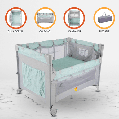 CUNA CORRAL COLECHO PARA BEBÉS «ALWAYS TOGETHER» LIGHT GREEN