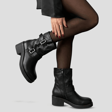 BOTAS MUJER ECCO NEGRO MEDIANA ALMENDRA09 - 1