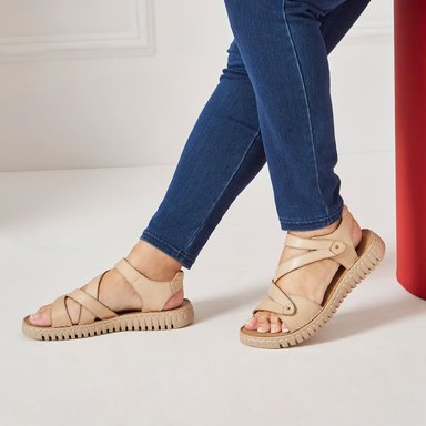 SANDALIAS MUJER ECCO CUERO HUESO RITA02 - 1