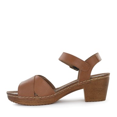 SANDALIAS MUJER ECCO CUERO CARAMELO MIKA15 CON TACO - 4