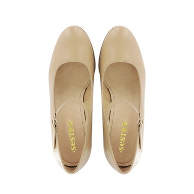 ZAPATOS VESTIR MUJER SESTRA CUERO CHAROL CAFÉ CLARO MARY JANE PAITA01 LATTE - 5
