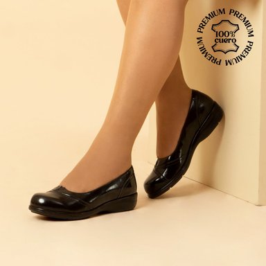 BALLERINAS MUJER ECCO APPU01 NEGRO CUERO NATURAL - 1