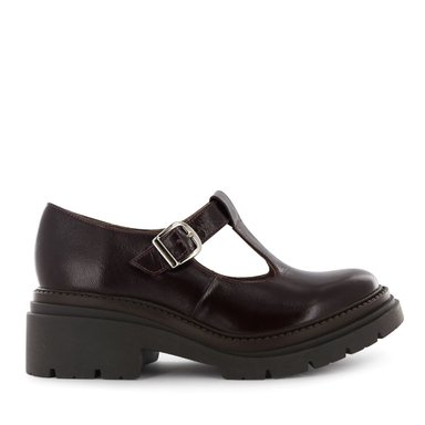 ZAPATOS T-STRAP MUJER CAMILLE04 GUINDA CUERO - 2