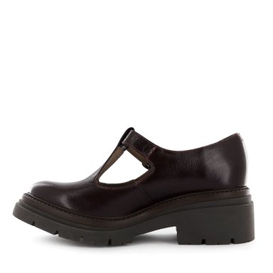 ZAPATOS T-STRAP MUJER CAMILLE04 GUINDA CUERO - 4