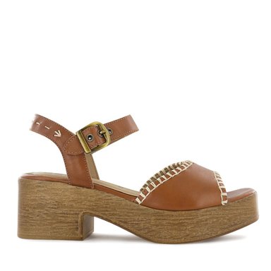 SANDALIAS CON TACO ECCO CUERO MUJER DOME01 CARAMELO - 2