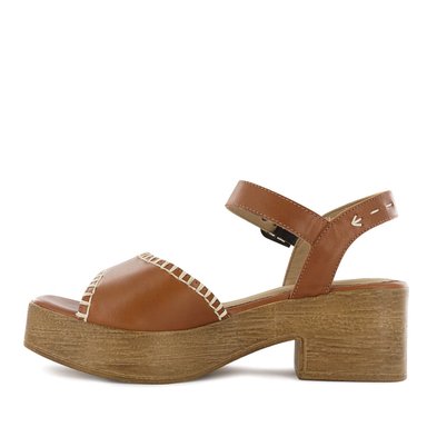 SANDALIAS CON TACO ECCO CUERO MUJER DOME01 CARAMELO - 4