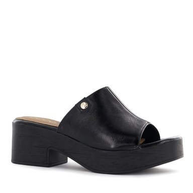 SANDALIAS CON TACO ECCO CUERO CHAROL MUJER DOME02 NEGRO - 1
