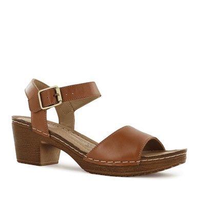SANDALIAS CON TACO ECCO CUERO MUJER MIKA04 CARAMELO - 1