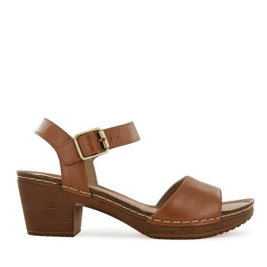 SANDALIAS CON TACO ECCO CUERO MUJER MIKA04 CARAMELO - 2