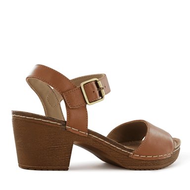 SANDALIAS CON TACO ECCO CUERO MUJER MIKA04 CARAMELO - 3