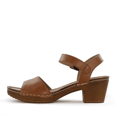 SANDALIAS CON TACO ECCO CUERO MUJER MIKA04 CARAMELO - 4