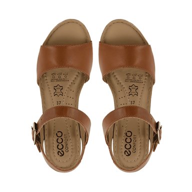 SANDALIAS CON TACO ECCO CUERO MUJER MIKA04 CARAMELO - 5