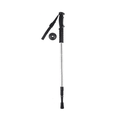 BASTÓN TREKKING RECTO ANTISHOCK MANGO C/ BRÚJULA PLATEADO - 1