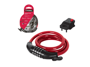 CANDADO HERMEX DE CABLE 1,2M PARA BICICLETA/MOTO CB-10 - 1