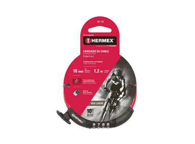 CANDADO HERMEX DE CABLE 1,2M PARA BICICLETA/MOTO CB-10 - 2