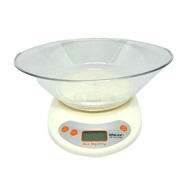 BALANZA DIGITAL OPALUX OP-1811A GRAMERA PARA COCINA 1G A 5KG BLANCO