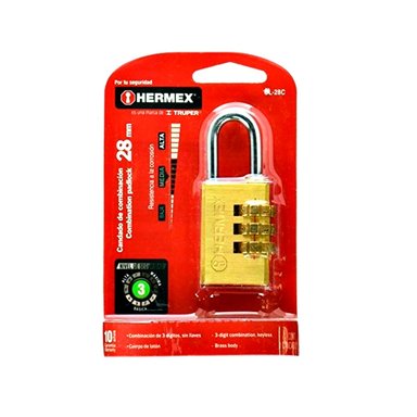 CANDADO HERMEX CL-28C DE COMBINACION 28MM MALETA MOCHILA