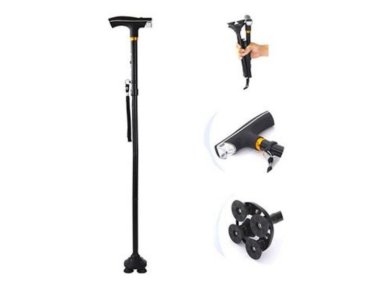 BASTÓN PLEGABLE ORTOPÉDICO LUZ LED NEGRO