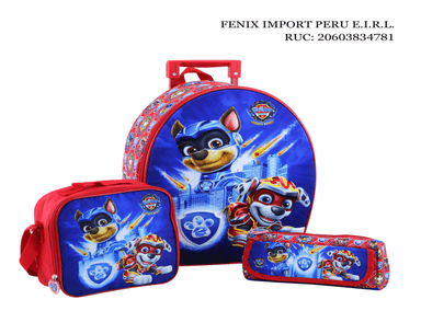 PAW PATROL NIÑO SET MALETA X 3 PZS C/ RUEDA TRIPLE - 1