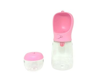 BOTELLA PERRO Y GATO AGUA 2 EN 1 PORTÁTIL MULTIFUNCIONAL 550 ML ROSADO