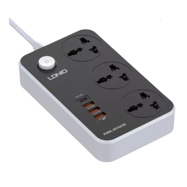 ENCHUFE LDNIO SC3412 SUPRESOR PICOS EXTENSION 3 TOMAS UNIVERSALES 3 USB-A 1USB-C