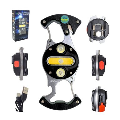 LLAVERO DOBLE DE SUPERVIVENCIA 6 EN 1 CAFINI CN-L1683 - NEGRO