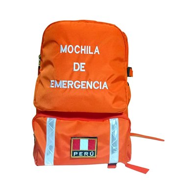 MOCHILA DE EMERGENCIA TELA NYLON + BOTIQUÍN PORTÁTIL NARANJA